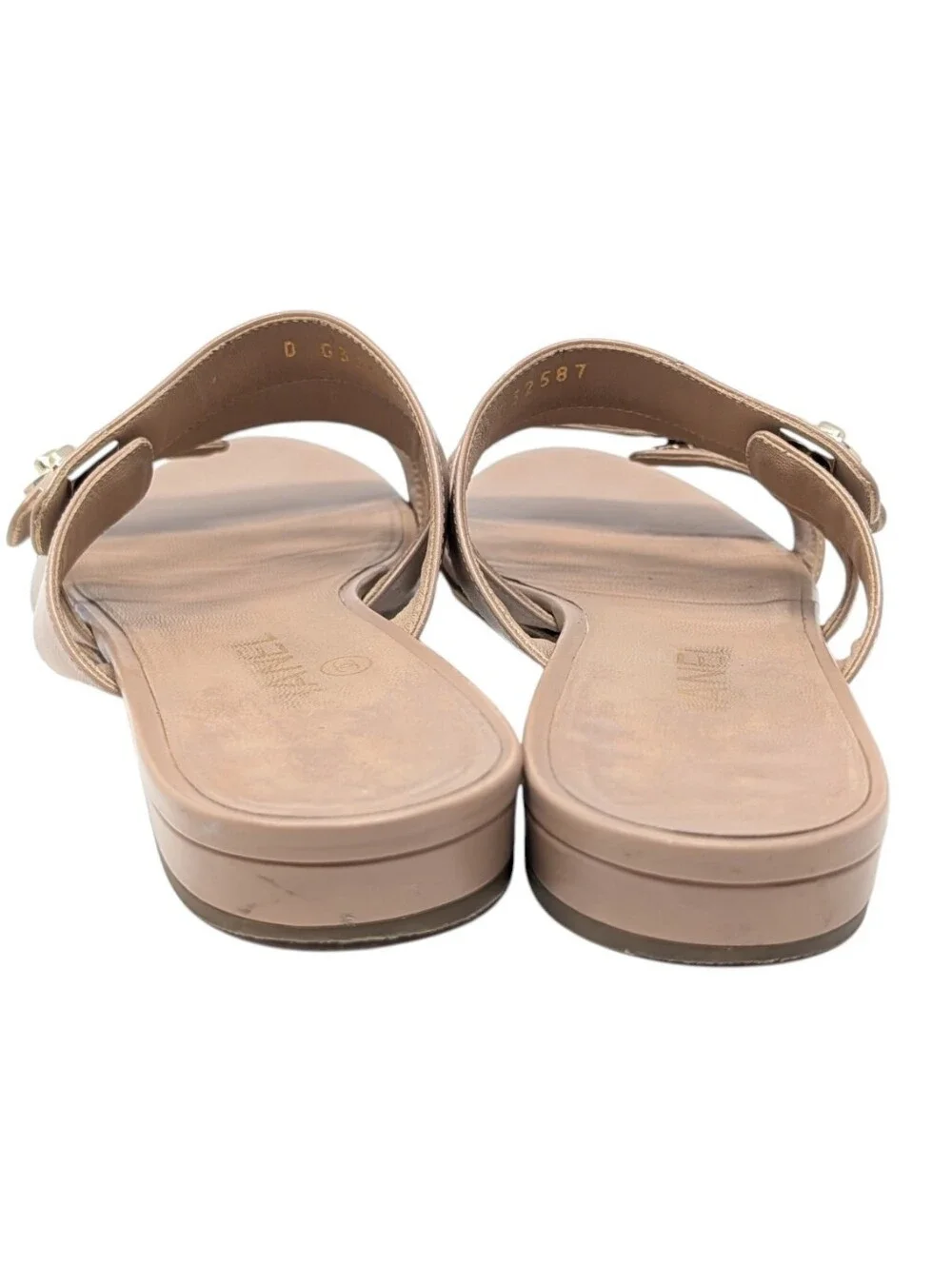 Chanel Beige Nude Interlocking CC Silver Turnlock Slide Mule Sandals Size EU 39